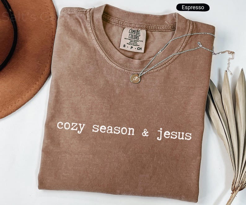 Comfort Colors Fall Christian Shirt, Minimalist Cozy Season & Jesus T-shirt, Christian Thanksgiving Tee, Faith Gift Women Men Autumn Outfit